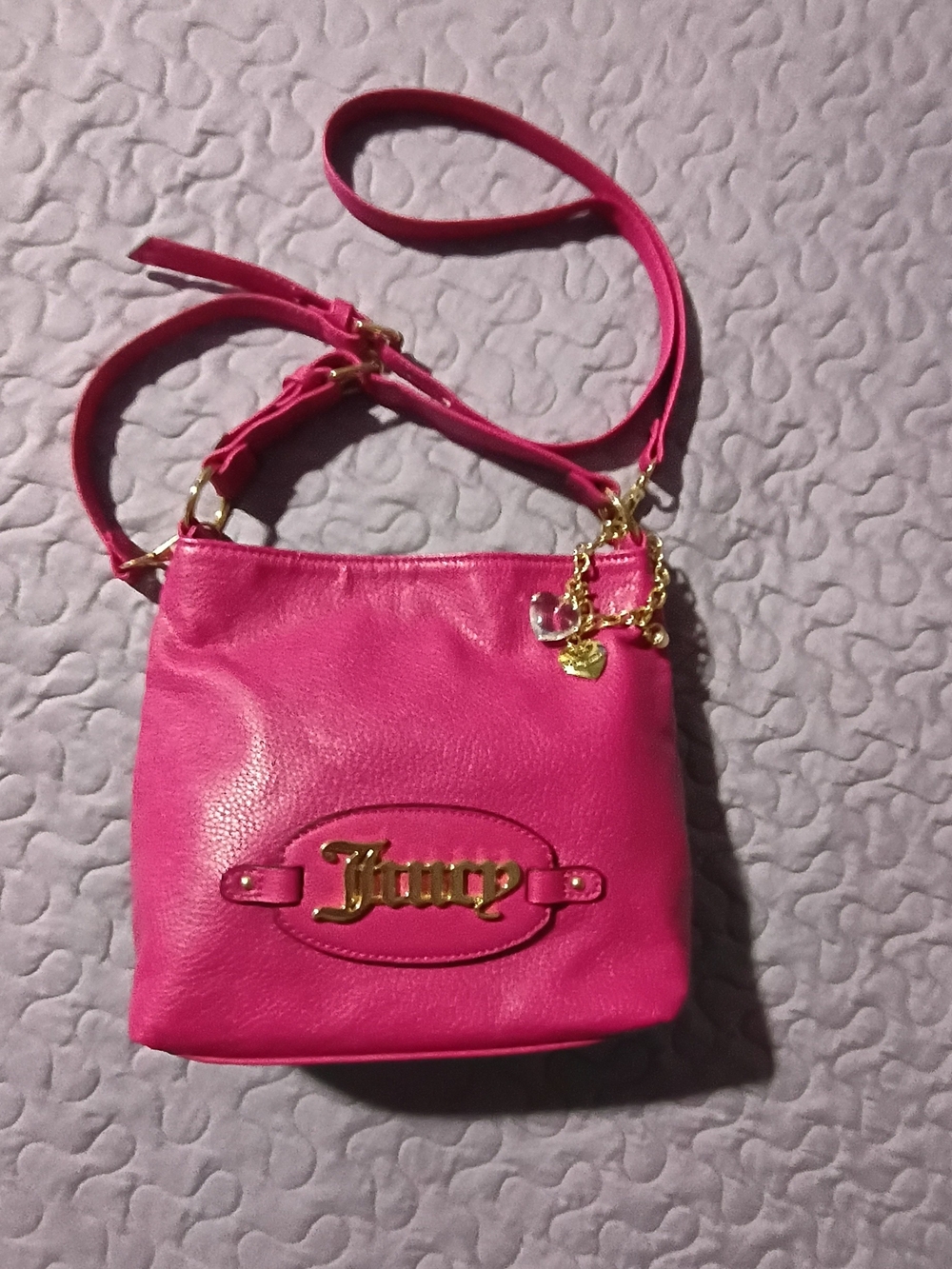 Juicy Couture Bright Pink Crossbody Bag with Gold Accents